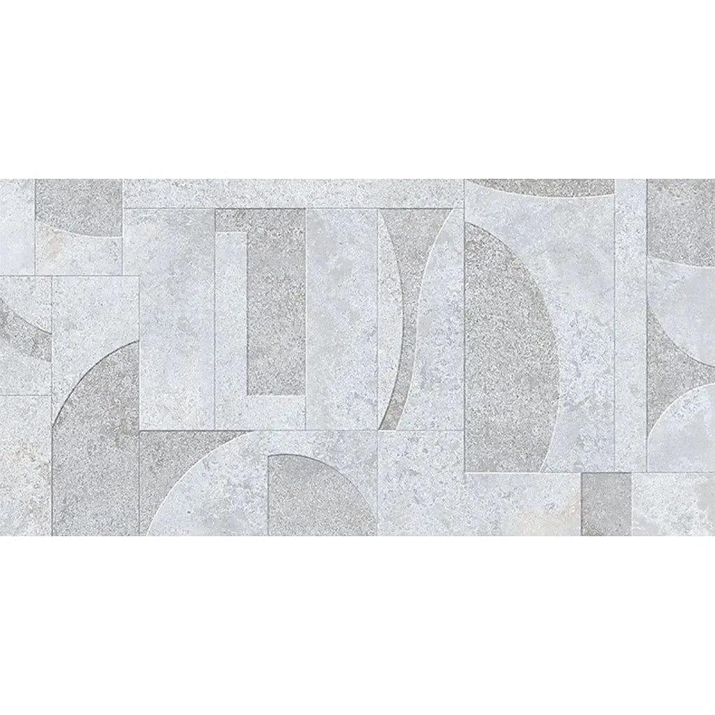 Grazioso White Concrete Geo Porcelain Tile 24x48 | Tile Club
