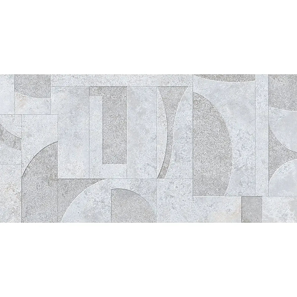 Grazioso White Concrete Geo Porcelain Tile 24x48 | Tile Club