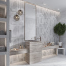Grazioso White Concrete Geo Porcelain Tile 24x48 | Tile Club