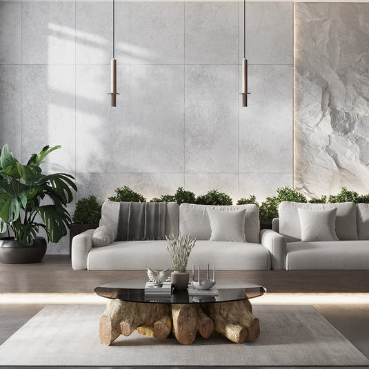 Grazioso White Concrete Porcelain Tile 24x48 | Tile Club