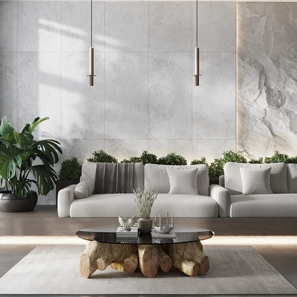 Grazioso White Concrete Porcelain Tile 24x48 | Tile Club
