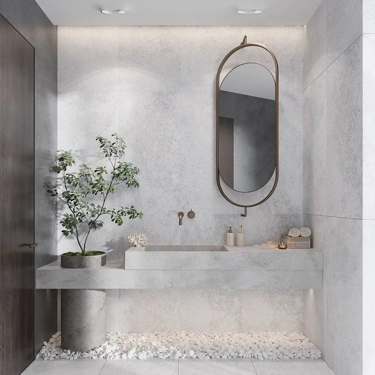 Grazioso White Concrete Porcelain Tile 24x48 | Tile Club