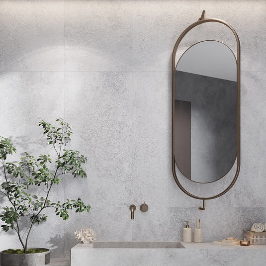 Grazioso White Concrete Porcelain Tile 24x48 Modern Bathroom Wall