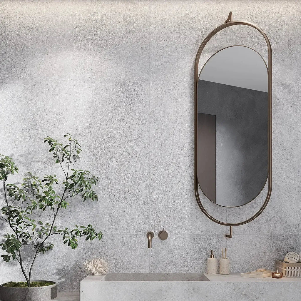 Grazioso White Concrete Porcelain Tile 24x48 Modern Bathroom Wall