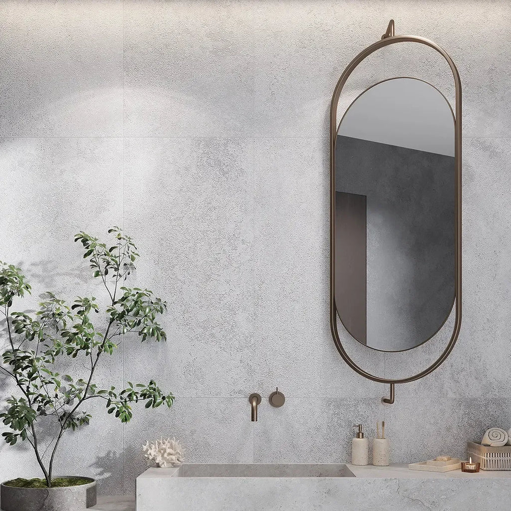 Grazioso White Concrete Porcelain Tile 24x48 Modern Bathroom Wall