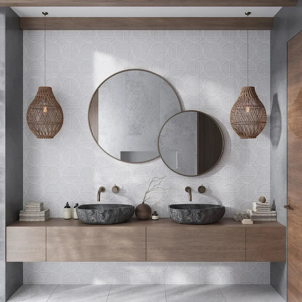 Grazioso White Orbit Ceramic Tile 16x48 | Tile Club