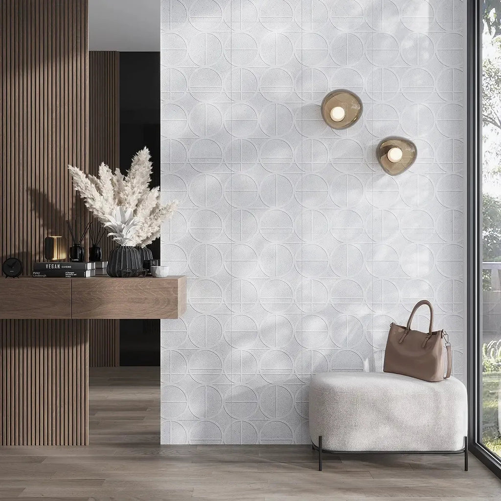 Grazioso White Orbit Ceramic Tile 16x48 | Tile Club