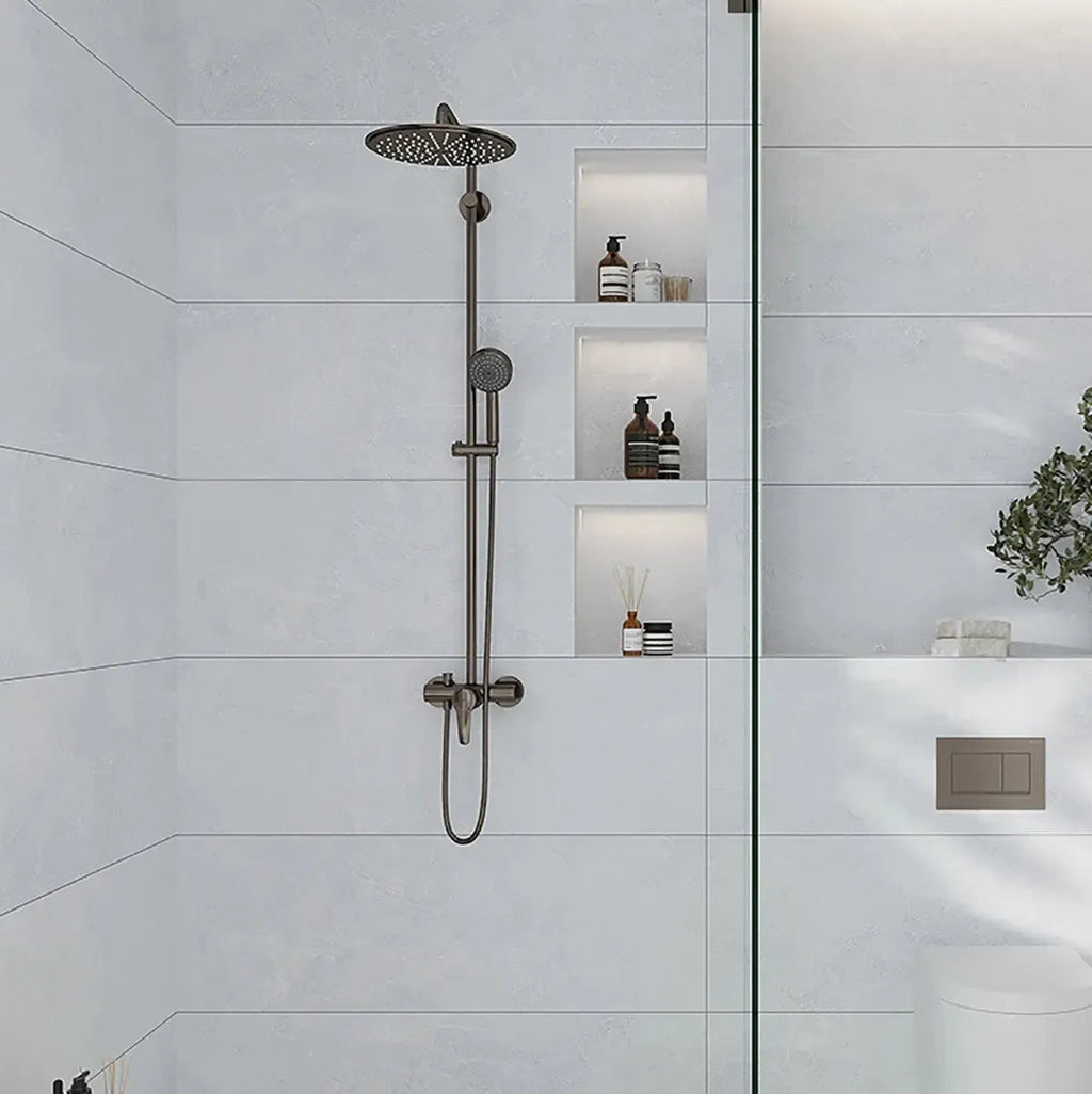 Grazioso White Stone Ceramic Tile 16x48 Modern Shower Wall