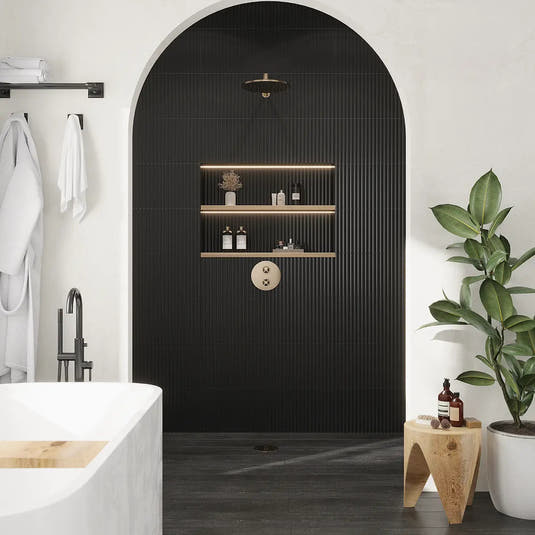Grazioso Fluted Nero Ceramic Tile 12x36 | Tile Club