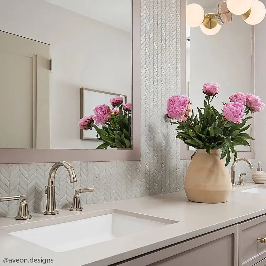 Recycled Glass Backsplash by Aveon Designs