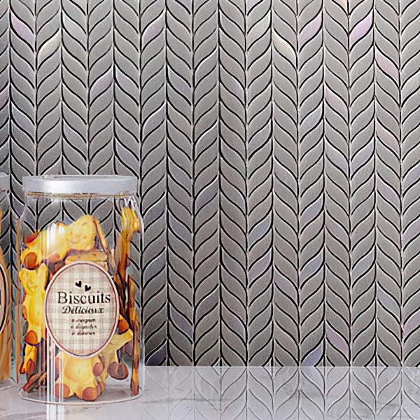 Green Leaf Recycled Glass Mosaic Tile Kitchen Wall