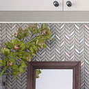 Green Leaf Recycled Glass Mosaic Tile Kitchen Wall Close-up