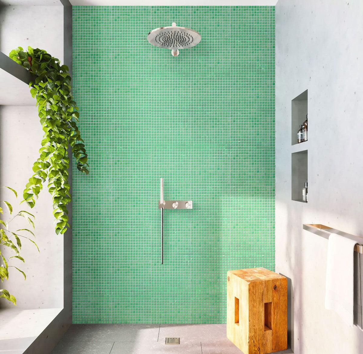 Green Pear Squares Glass Pool Tile Shower Backsplash