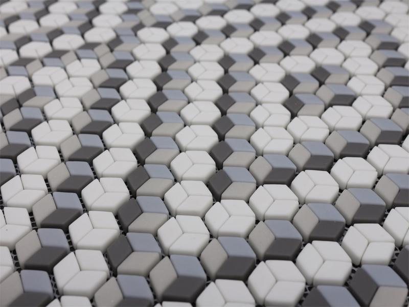Gray and White Mix Diamond Recycled Glass Mosaic Tile