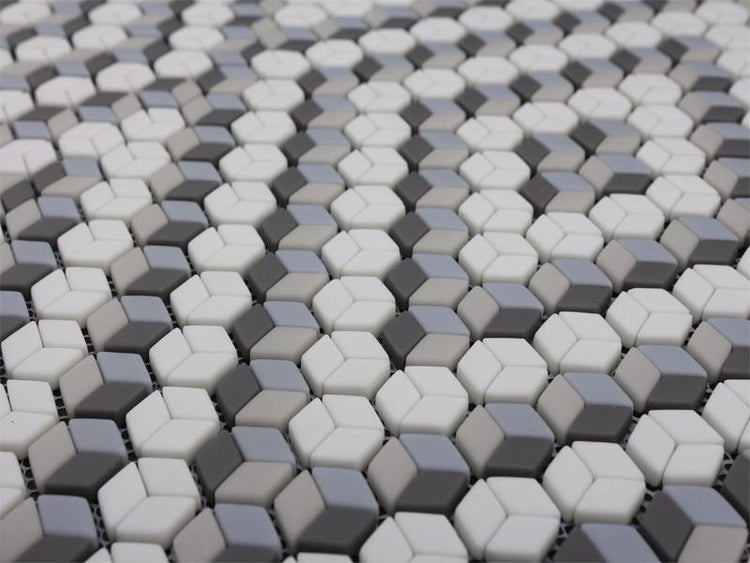 Gray and White Mix Diamond Recycled Glass Mosaic Tile | Tile Club