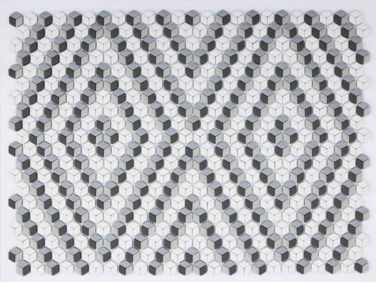 Gray and White Mix Diamond Recycled Glass Mosaic Tile | Tile Club