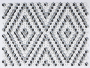 Gray and White Mix Diamond Recycled Glass Mosaic Tile Sample