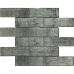 Grey Fabric Glass Subway Mosaic Tile Sample