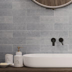 Limestone marble subway tile with etched dots