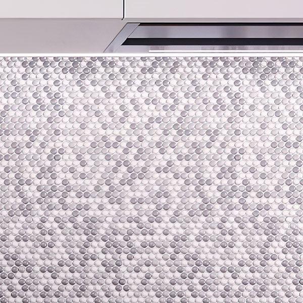 Grey Pearl Penny Recycled Glass Mosaic Tile Close-up
