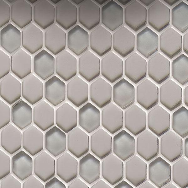Grey Recycled Glass Hexagon Mosaic Tile