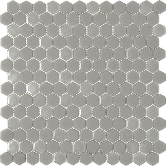 Grey Recycled Glass Hexagon Mosaic Tile | Tile Club | Position1