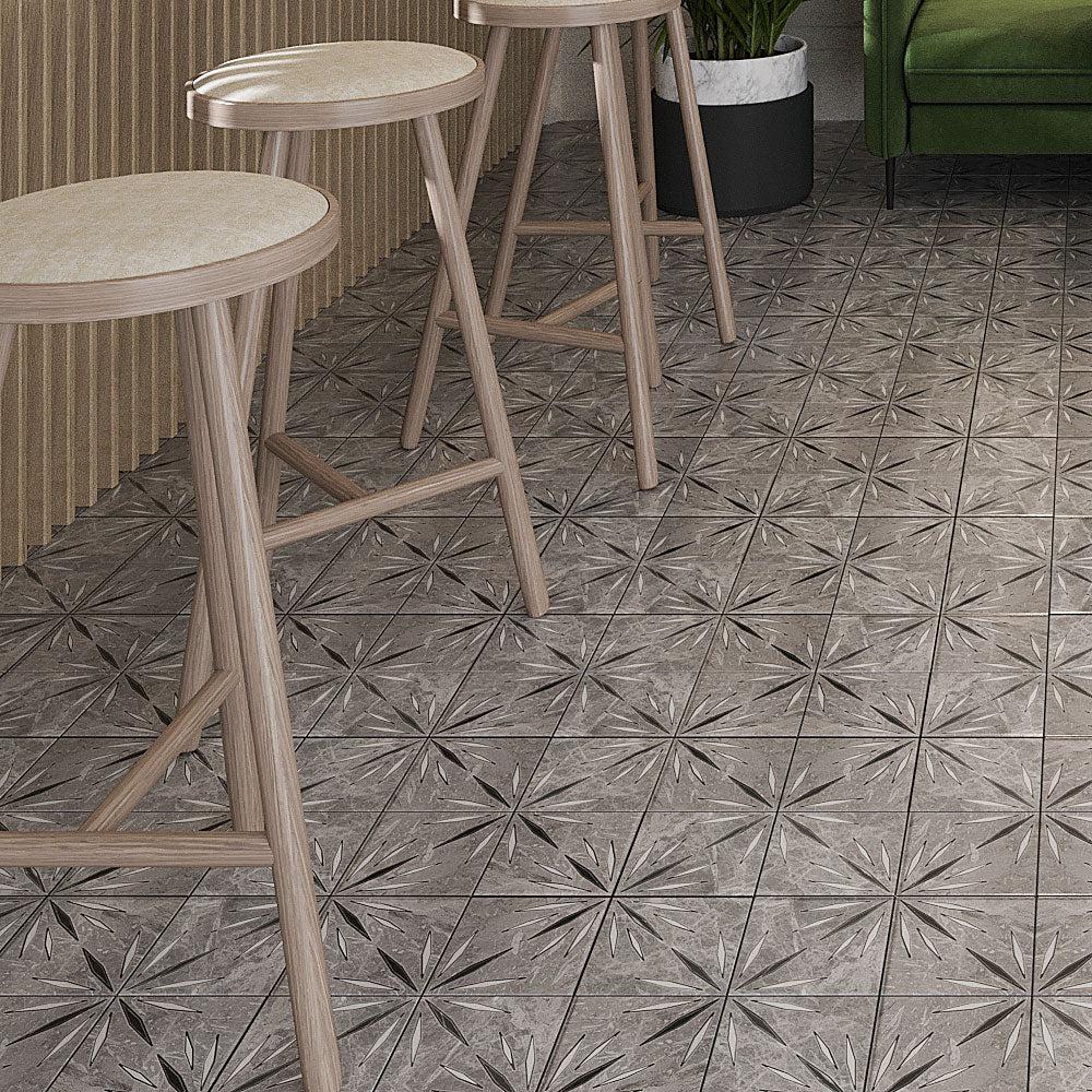 Grey Sparkle Waterjet Marble Mosaic Tile | Tile Club