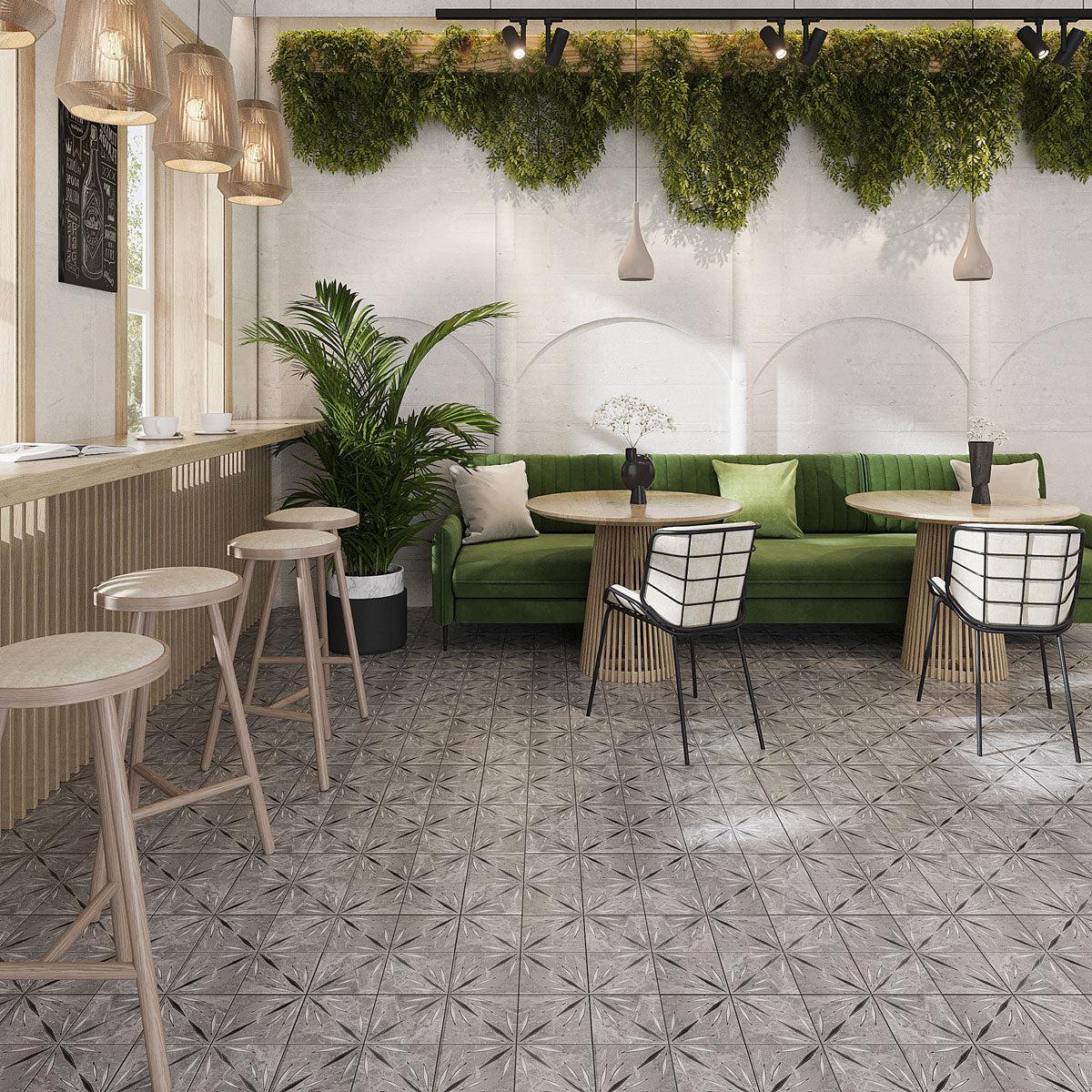 Grey Sparkle Waterjet Marble Mosaic Tile Commercial Restaurant Design Floor