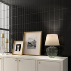 Groove Black Gloss Ceramic Subway Tile | Tile Club