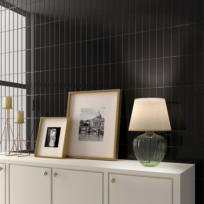 Groove Black Gloss Ceramic Subway Tile | Tile Club