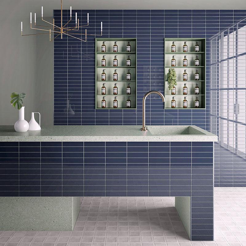 Groove Navy Gloss Ceramic Subway Tile | Tile Club