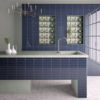 Groove Navy Gloss Ceramic Subway Tile | Tile Club