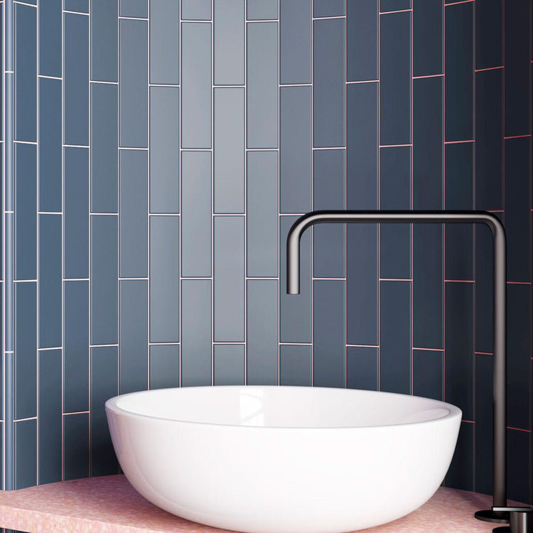 Groove Navy Matte Ceramic Subway Tile | Tile Club