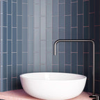 Groove Navy Matte Ceramic Subway Tile | Tile Club