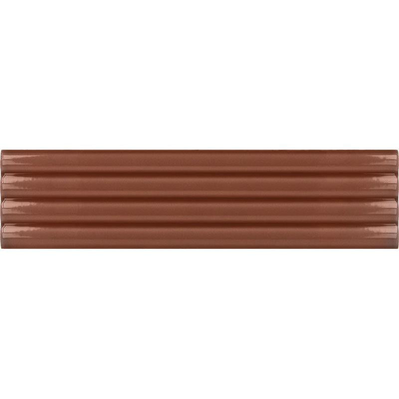 Groove Terra Cotta Deco Gloss Ceramic 3D Subway TIle