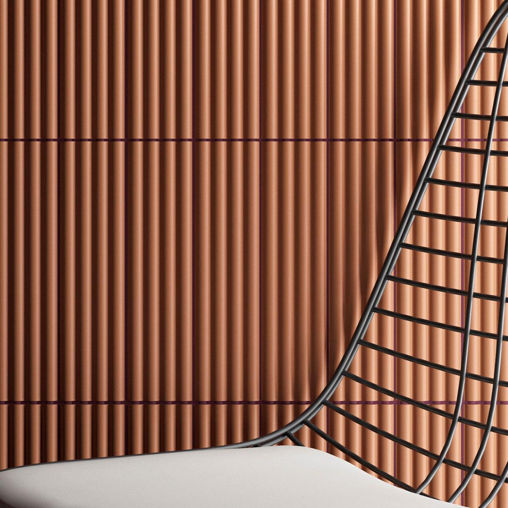 Groove Terracotta Deco Matte 3D Accent wall