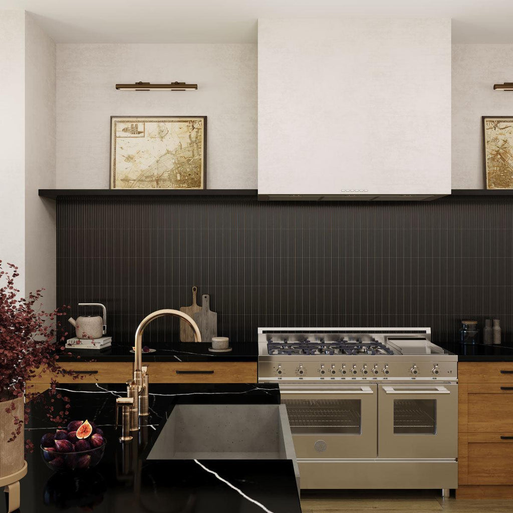 Groove Black Deco Matte Ceramic Subway Tile | Tile Club