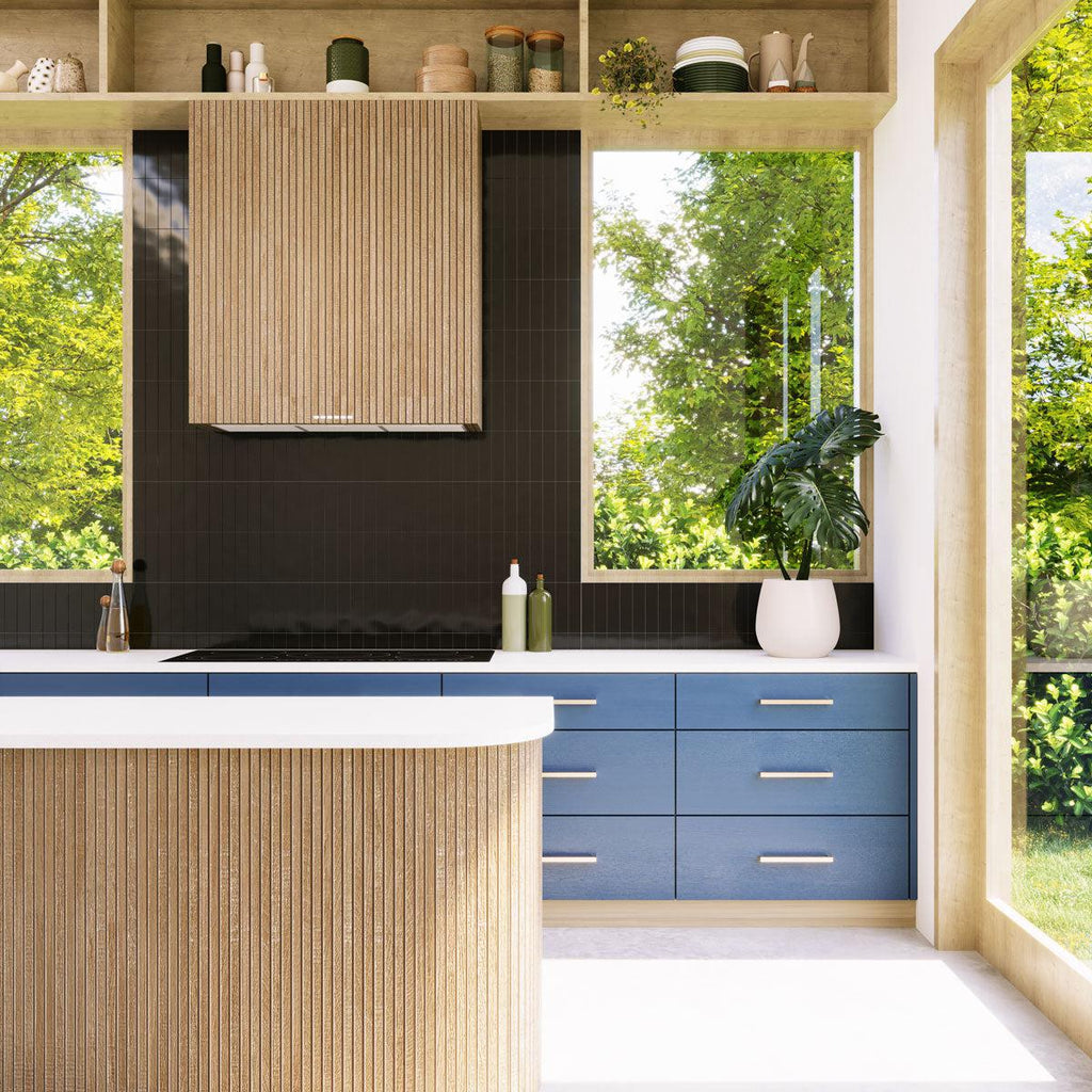 Groove Black Gloss Ceramic Subway Tile | Tile Club