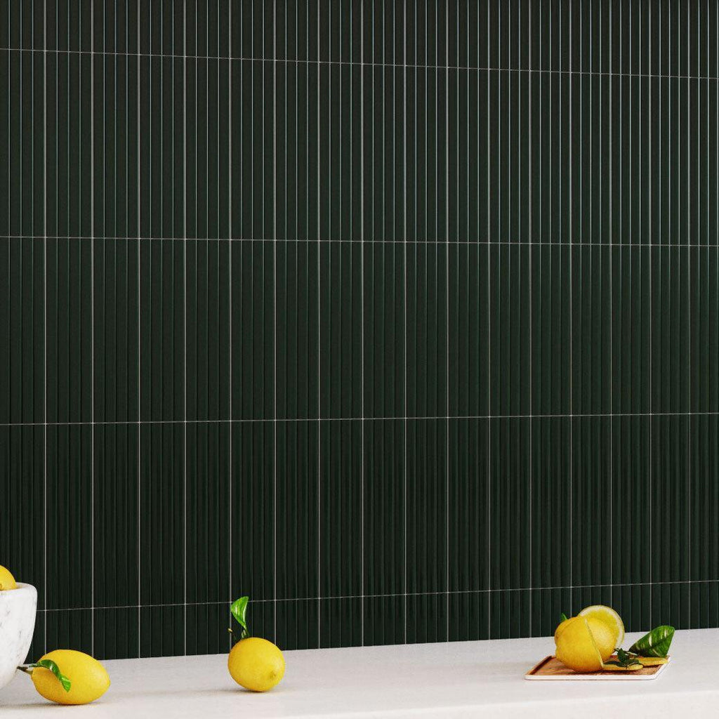 Groove Laurel Deco Gloss Ceramic Subway Tile Textured Backsplash