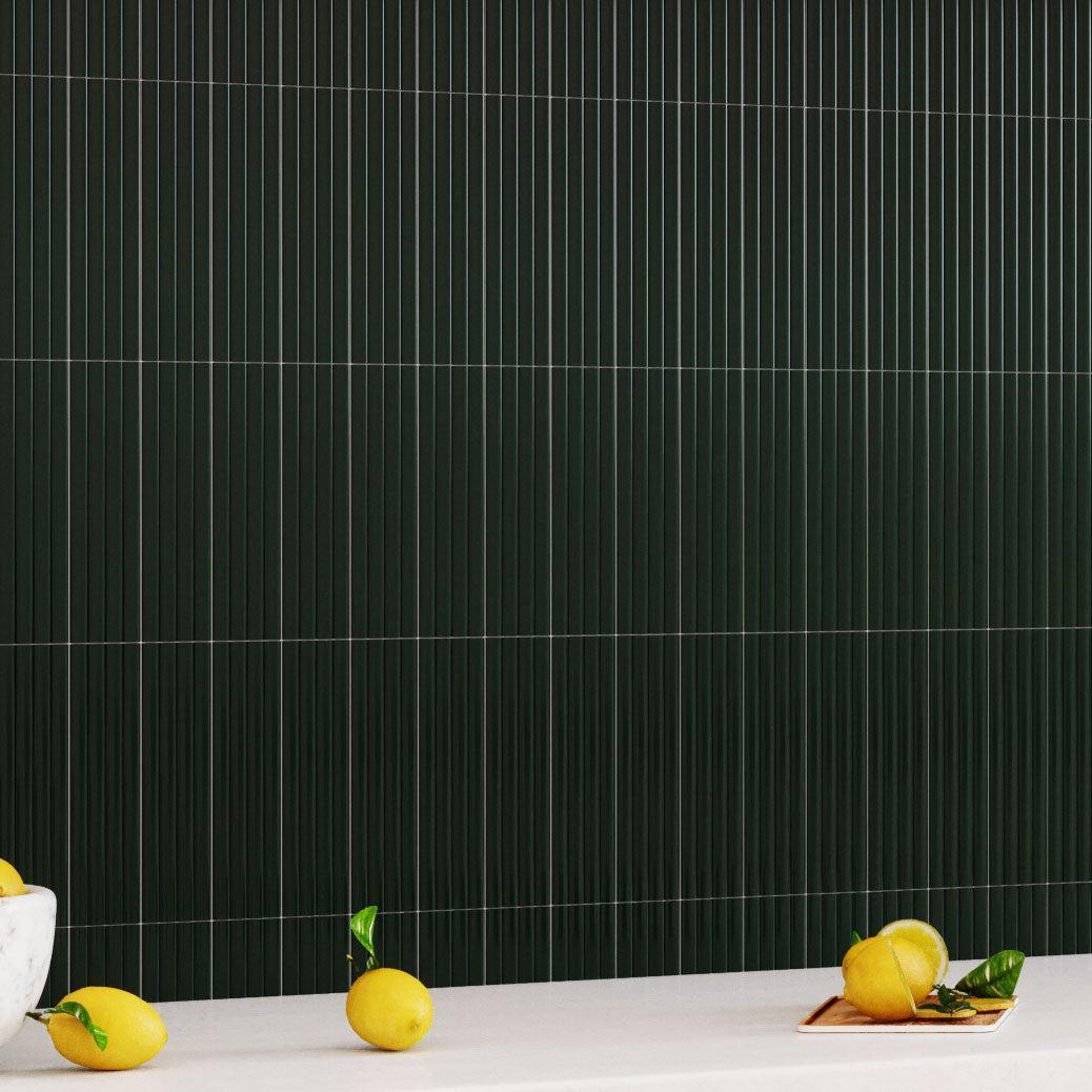 Groove Laurel Deco Gloss Ceramic Subway Tile Textured Backsplash