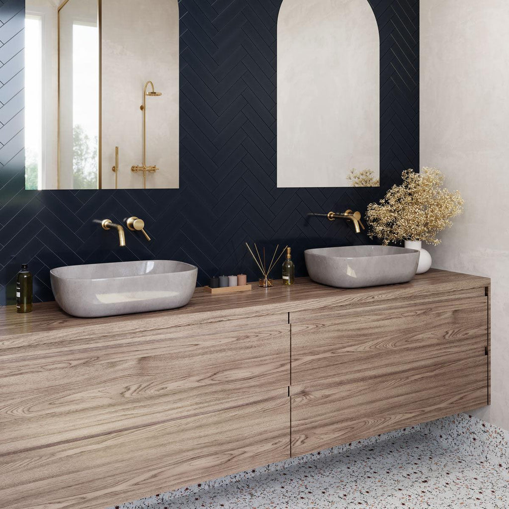 Groove Navy Matte Ceramic Subway Tile | Tile Club