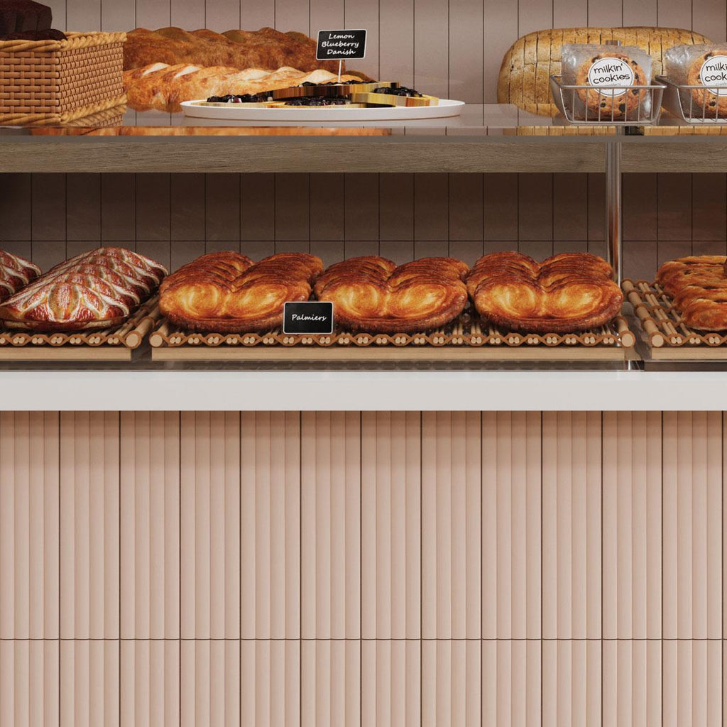 Groove Pink Deco Gloss Ceramic Subway Tile | Tile Club