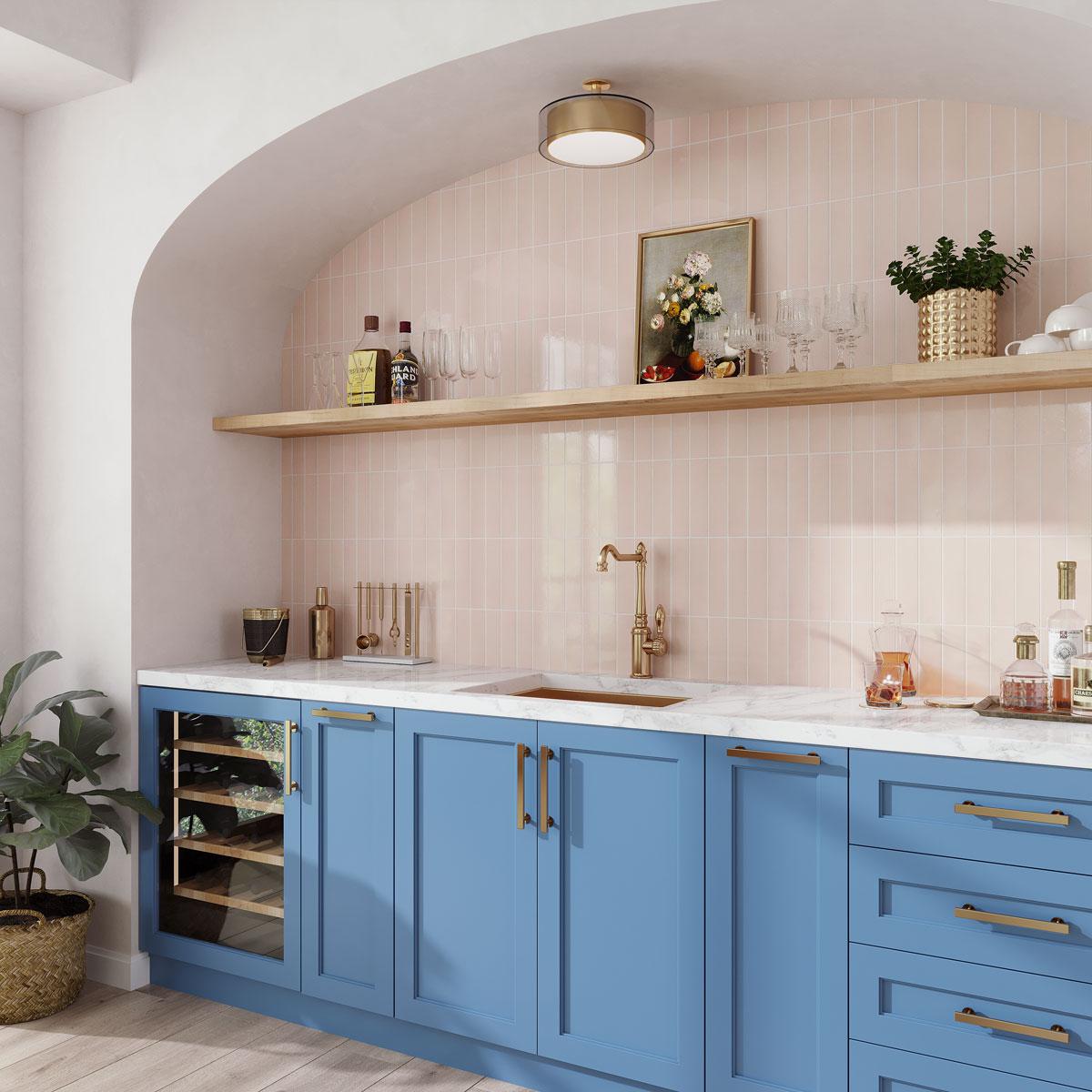 Groove Pink Gloss Ceramic Subway Tile | Tile Club