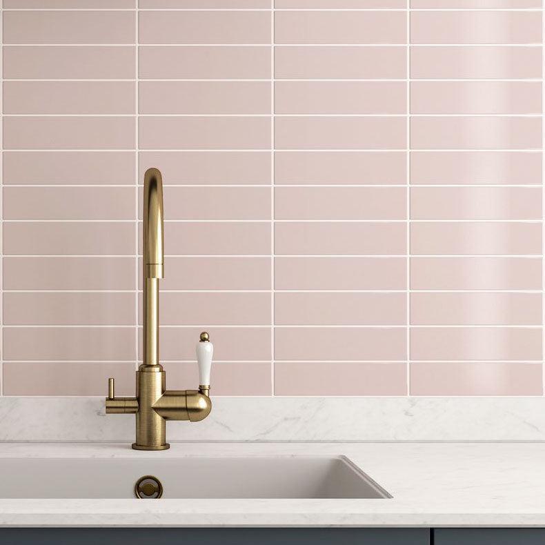 Groove Pink Gloss Ceramic Subway Tile | Tile Club