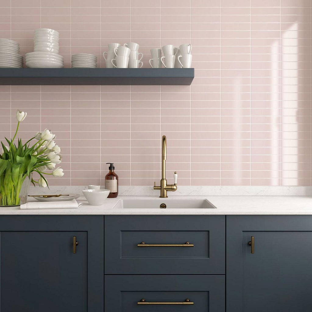 Groove Pink Gloss Ceramic Subway Tile | Tile Club