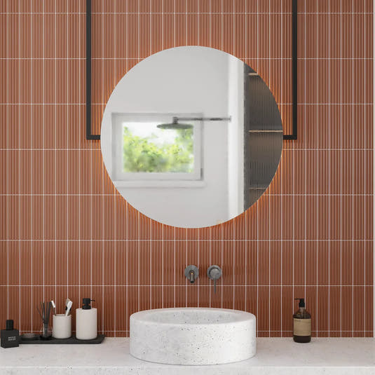 Groove Terracotta Deco Gloss Ceramic Subway Tile | Tile Club