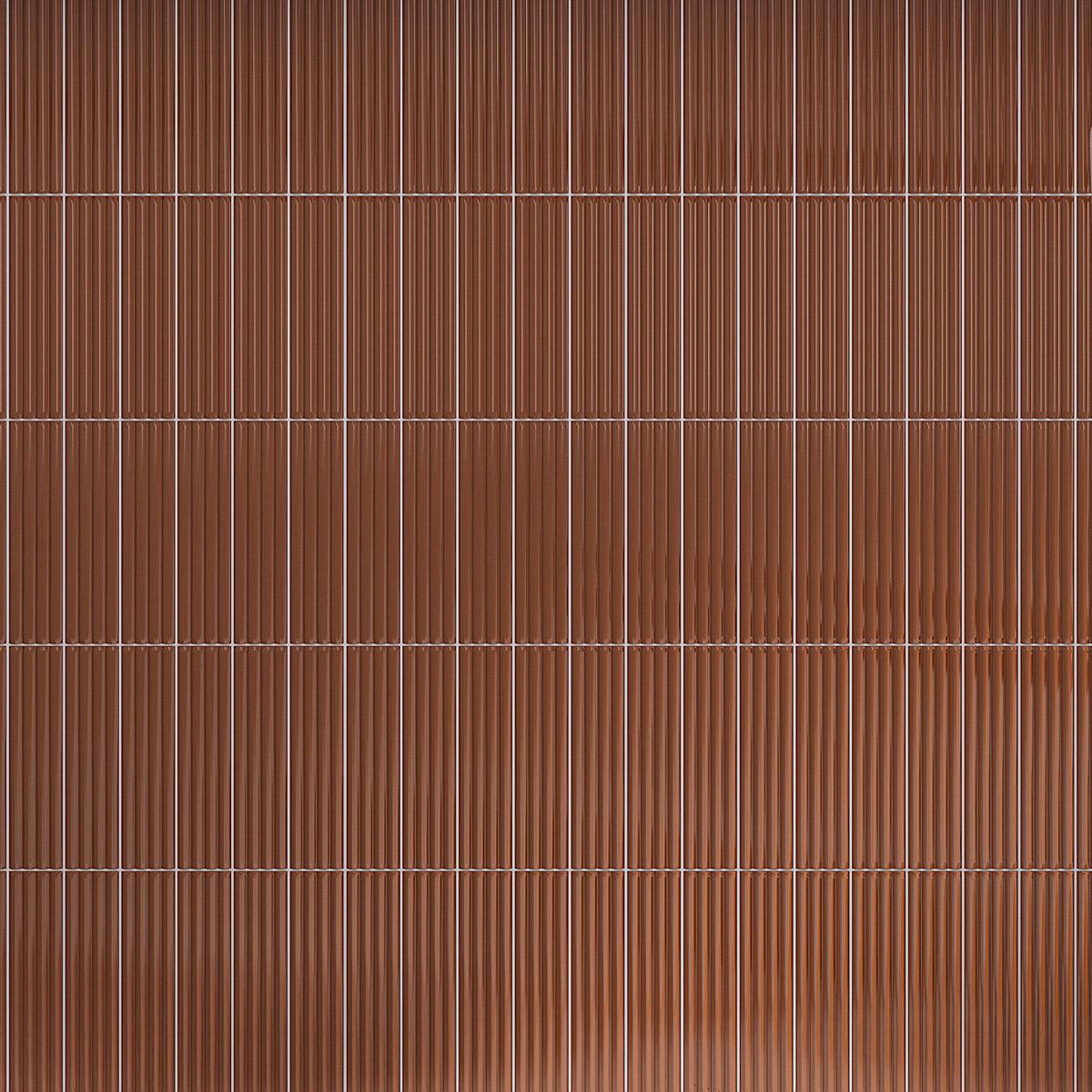 Groove Terracotta Deco Gloss Ceramic Subway Tile | Tile Club