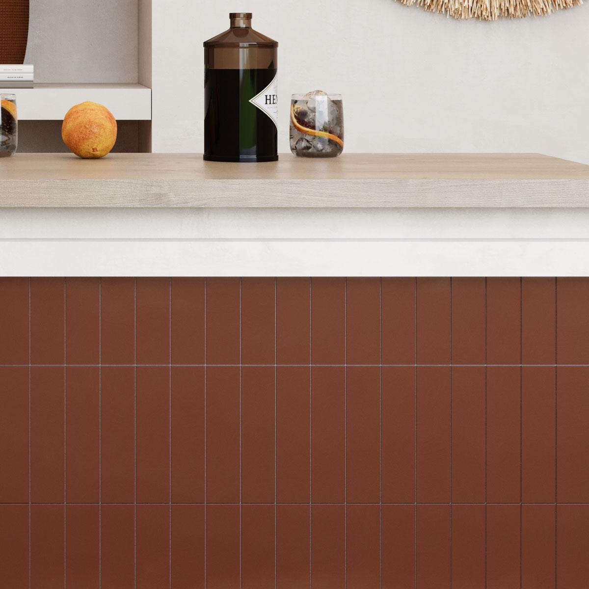Groove Terracotta Gloss Ceramic Subway Tile | Tile Club
