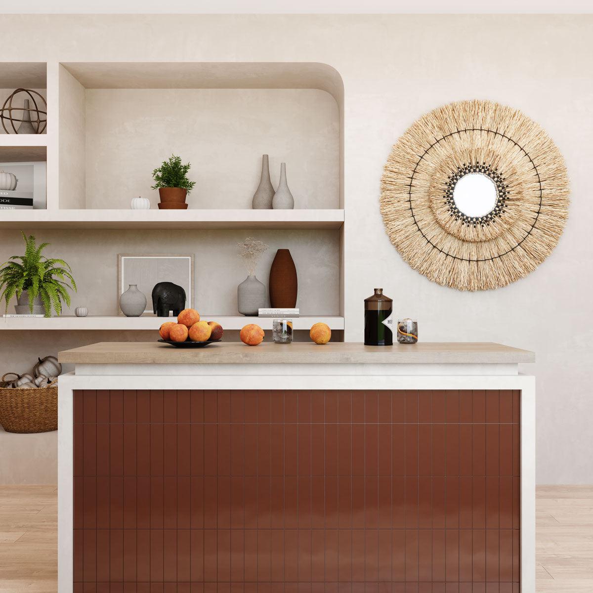 Groove Terracotta Gloss Ceramic Subway Tile | Tile Club