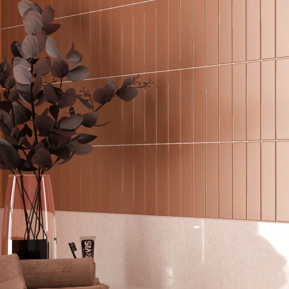 Groove Terra Cotta Matte Ceramic Subway Tile